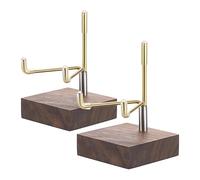 Louttary 2 Pezzi Piccolo Espositore con Bracci Regolabili in Metallo e Base in Legno - Supporto per Espositore per Piatti Decorativi in