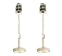 Louttary 2 X Vintage Desktop Microfono Puntelli Modello con Altezza Regolabile Stile Classico Retro Supporto Microfono Supporto Falso Microfono Oro