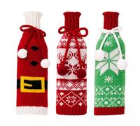 Louttary 3 Pezzi Decorazioni Copertura Bottiglia di Vino per Decorazioni Natalizie Regalo Festa 3.9X10.6