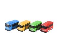 Louttary 4 pezzi piccolo autobus mini plastica tirare indietro blu rosso giallo verde autobus modello auto per bambini regalo
