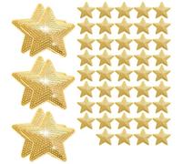 Louttary 50 pezzi di paillettes a forma di stella, da applicare con ferro da stiro, decorazione fai da te (oro)