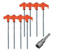 Louttary 8 picchetti da avvitare con esagono incassato, viti a spirale, picchetti per tenda, picchetti, vite per campeggio all'aperto, colore arancione