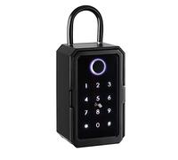 Louttary Armadietto portachiavi con codice, cassaforte in lega di zinco nero, per interni ed esterni, cassaforte con impronte digitali per casa/garage/ufficio (Bluetooth)