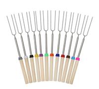 Louttary Asta retrattile in acciaio inox, utensili da campeggio, spiedini di montone in acciaio inox, manico in legno retrattile