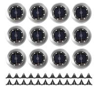 Louttary Confezione da 12 Luci Solari da Giardino per Esterni 8 LED Luci A Disco Solare da Esterno IP65 Impermeabili per Giardino Prato Patio Cortile