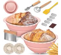 Louttary Confezione da 2 Cestini per Lievitazione Pane Banneton, Cestello per Lievitazione Pane In Silicone Lievitazione Naturale, Set di Accessori per Ciotole Lievitazione da 9 Pollici, B