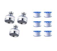Louttary Confezione da 3 filtri per acqua per lavello, filtro per rubinetto, girevole a 360°, colore argento, detergente ABS, filtro per rubinetto da cucina per bagno.