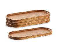 Louttary Confezione da 4 vassoi da servizio, 29,2 x 10,2 cm, piatti ovali in legno, piatti da portata, piatti da formaggio, confezione grande