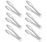 Louttary Confezione da 6 pinze, pinze da cucina, pinze per buffet, pinze per alimenti in acciaio inox 304, pinze da servizio, piccole, argento, 9, durevoli, facili da usare