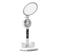 Louttary Lampada da Tavolo con Orologio A LED, Lampada da Scrivania Dimmerabile Ricaricabile Tramite USB, 4960 Mah, Ventola Pieghevole, Protezione per Gli Occhi, Luce Notturna da Lettura