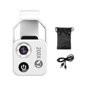 Louttary Obiettivo microscopio con ingrandimento 200x e luce LED CPL, micro obiettivo macro per iOS, Android, tutti gli smartphone A