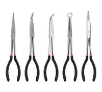 Louttary Pinze a becco lungo, set di 5 pezzi di ricambio, accessori, pinza angolare a forma di O, pinze a becco curve, 25/45/90 gradi, utensili manuali