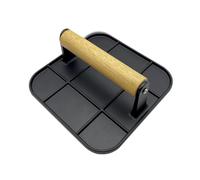 Louttary Pressa per carne con manico in legno, pressa per hamburger quadrata a 6 in alluminio, tritatutto per hamburger, strumento per grigliare e arrostire sulla padella
