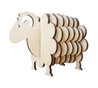 Louttary Puzzle 3D A Forma di Pecora, Sottobicchieri in Legno per Bevande, Set di Sottobicchieri Divertenti A Forma di Pecora, Sottobicchieri Carini A Forma di Animale, Colore del Legno