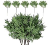 Louttary Rami di pino artificiali di ginepro di cedro, 16,5 X 9 rami di cedro artificiali, rami di cedro artificiali, picchetti (12 pezzi), durevoli