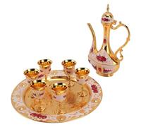 Louttary Servizio da caffè turco in stile vintage e tazze in lega di zinco, elegante per decorare un caffè a casa