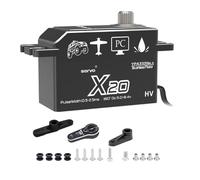 Louttary Servomotore digitale senza spazzole da 20 kg PWM con ingranaggio completo in metallo, grande coppia e profilo piatto per auto RC 1/8 1/10.