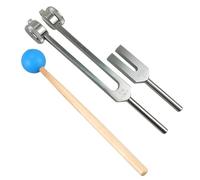 Louttary Set di 1 forchetta chakra om136,1 Hz e 4096C, strumento musicale a percussione, con bacchetta e custodia, in lega di alluminio argentata