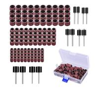 Louttary Set di 132 Tamburi Abrasivi, 120 Manicotti Abrasivi per Levigatrice A In Ossido di Alluminio 120Grit e 12 Mandrini per Tamburi