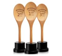 Louttary Set di 3 cucchiai in legno Golden Spoon Award, con incisione e base trofeo