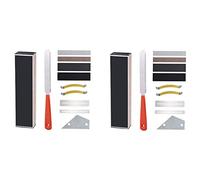 Louttary Set di attrezzi per chitarra, per lucidatura, per corda, triangolare, righello di livellamento, carta vetrata