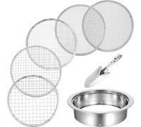 Louttary Set di Setacci Enigmistici per il Giardinaggio con 5 Dimensioni 8" di Diametro 1/3/6/9/12mm Maglie Intercambiabili