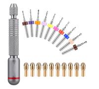 Louttary Set Punte per Trapano A Mano - 10 Pezzi Punte per Trapano A Mano con Mini Morsa A Perno In Metallo e 10 Pezzi Mandrino Micro-Tipo per La Creazione Gioielli e L'Intaglio