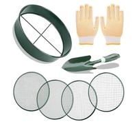 Louttary Set Setaccio per Terreno con da Pala, Setaccio da Giardino con 4 Maglie Intercambiabili da 3, 6, 9, 12 mm, Setaccio per Terra