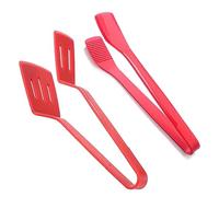 Louttary Spatula - Pinze da cucina in silicone, con anima in acciaio inox, per grigliare, girare il pesce, morsetti da bistecca, facile da usare, rosso