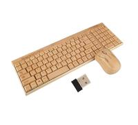 Louttary Tastiera e Mouse Wireless in Legno di bambù - Tastiera e Mouse Wireless in Legno di bambù per Computer