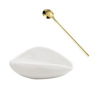Louttary Un vassoio dosatore per chicchi di caffè, pura ceramica bianca, cucchiaino, set di separatori per tè, utensili, pala per chicchi di caffè