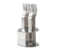 Louttary Una forchetta da frutta con supporto in acciaio inox per caffè, tè, torte, dessert, mini festa pomeridiana, posate argentate, durevole, facile da usare, di alta qualità