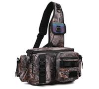 Louttary Zaino per attrezzatura da pesca, scatola per esche, custodia per attrezzature, borsa da cintura, zaino da pesca a mosca con porta canna da pesca, borsa a tracolla B