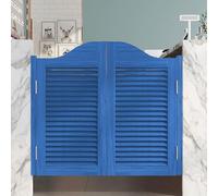 Louvered - Porta a battente per interni del salone, con parte superiore ad arco, 81/99/111,8 cm, a due vie, decorazione per bar e cucina, cerniere in metallo, chiusura automatica a 180°, blu (W110 x