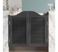 Louvered - Porte per interni del salone, 81/91/99/44 pollici, ad arco, decorazione per bar e cucina, mezza porta a battente a due vie, con cerniere in metallo, chiusura automatica a 180°, colore nero