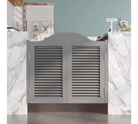 Louvered - Porte per interni del salone, 81/91/99/44 pollici, ad arco, per bar e cucina, a due vie, con cerniere in metallo, chiusura automatica a 180°, grigio (W90 x H90 cm)