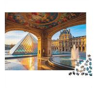 Louvre Museum Jigsaw Puzzle 1000 Pieces Recyclable Golden Architecture Senior Puzzles Educational Game Decompression Ideal for Family And Friends Birthdays 52x38cm/1000pcs