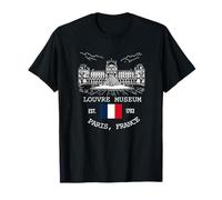 Louvre Museum Paris Flag Souvenir Uomini Donne Ragazze Ragazzi Maglietta