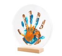 LouYou Kit Impronte Famiglia 3 Nacré - Coffret Nascita Personalizzato - Kit Decorativo Bimbo - Regalo Mamma Festa della Mamma - Plexiglass e Supporto Legno Naturale - Idee Nascita - Made in France