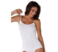 LOVABLE In Viscosa E Scollo In Pizzo Basic Soul, Top Spallina Stretta Donna, Bianco, S