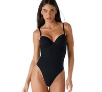 Lovable Body Modellante con Ferretto e Coppe Imbottite in Microfibra Tecnica | Retro Perizoma Invisibile | Shapewear Smooth Shaping Donna, Nero, S