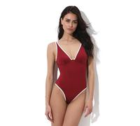 Lovable Costume da Bagno Intero Senza Ferretto con Coppe Imbottire Rimovibili in Microfibra | Timeless Donna, Rosso Tibetano 5 - XL