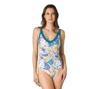 Lovable Costume Intero con Coppa Imbottita Printed Shiny Micro Donna, Verde Menta Stampa Tropicale 38D - 5D