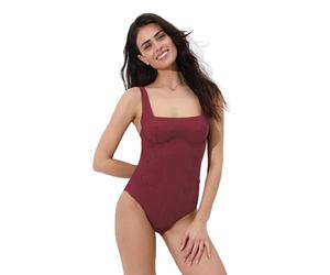 Lovable Costume Intero con Ferretto | Scollo Squadrato, Tessuto Jacquard Strutturato e Alta Copertura con Schiena Dritta | Sostegno e Modellazione | Embellished Jacquard Donna, Rosso Tibetano 34C - 3C