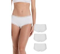 Lovable Culotte e Parigamba | Pacco da 3 Mutandine Slip Fianco Largo in Microfibra e Pizzo | Morbide e Confortevoli | Intimo Lacy Micro Donna x3, Bianco, L