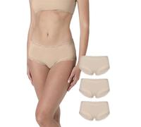 Lovable Culotte e Parigamba | Pacco da 3 Mutandine Slip Fianco Largo in Microfibra e Pizzo | Morbide e Confortevoli | Intimo Lacy Micro Donna x3, Nudo Chiaro, M
