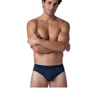 Lovable Pacco da 2 Slip in Cotone Elasticizzato - Elastico Rivestito - Intimo Confortevole - Casual Stretch Cotton 2 Pack Uomo, Blu Quadri + Blu Navy 6 - XL