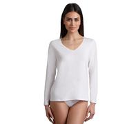 Lovable Maglia Manica Lunga Termica Scollo a V | Tessuto Thermaltech | Cotone e Viscosa Elasticizzati, Traspirante | Sottogiacca | Maglieria Donna, Bianco, L