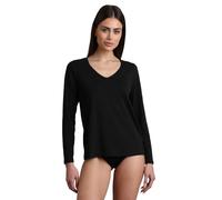Lovable Maglia Manica Lunga Termica Scollo a V | Tessuto Thermaltech | Cotone e Viscosa Elasticizzati, Traspirante | Sottogiacca | Maglieria Donna, Nero, S