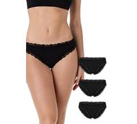 Lovable Mutande da Donna | Slip in Microfibra e Pizzo | Pacco da 3 Mutandine Morbide e Confortevoli | Intimo Femminile Lacy Micro Donna x3, Nero, M